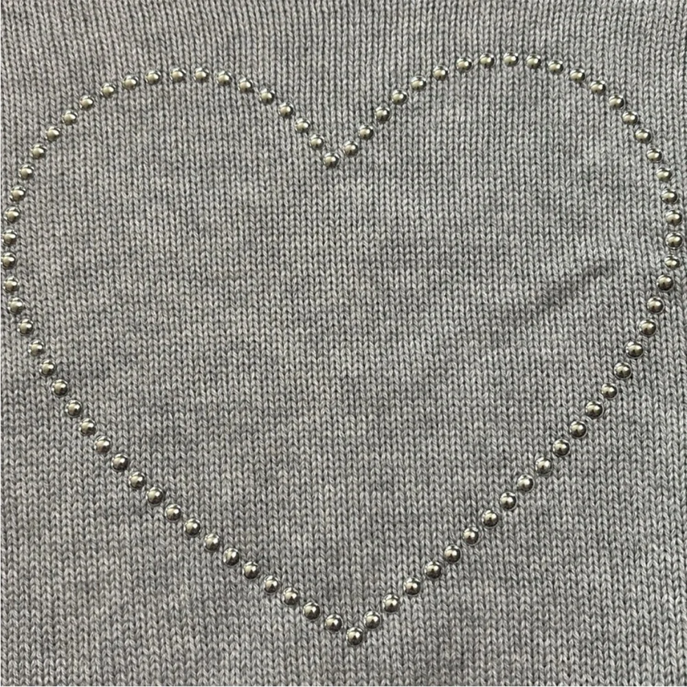 Cropped Steve Madden Gray Heart Sweater w Embellishments